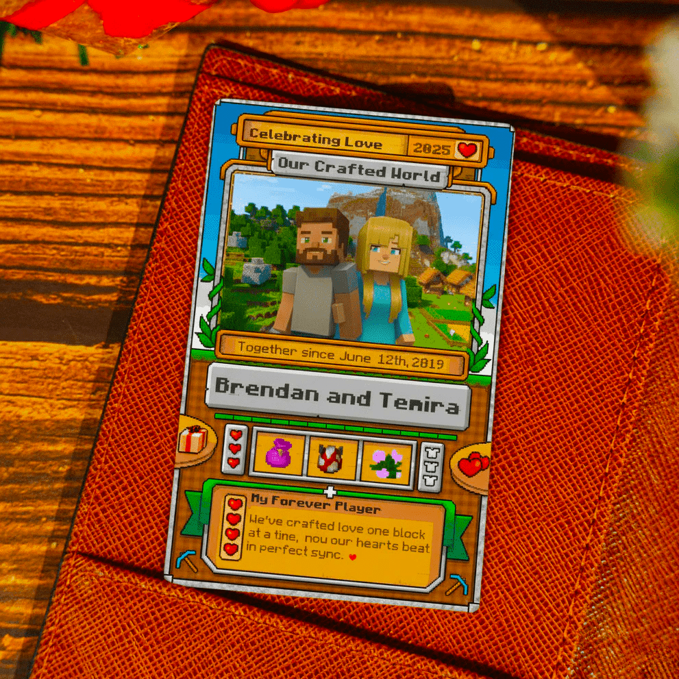 Personalized Metal Love Card – Minecraft Inspired Design