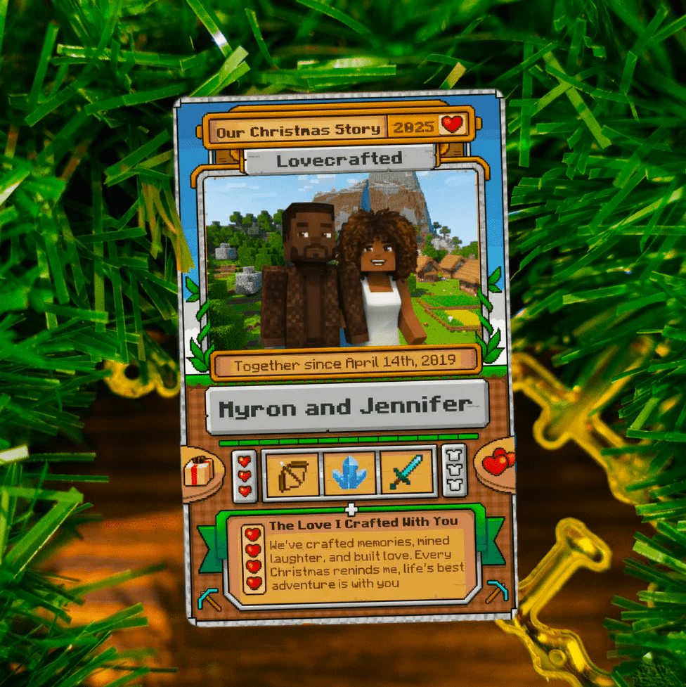 Personalized Metal Love Card – Minecraft Inspired Design