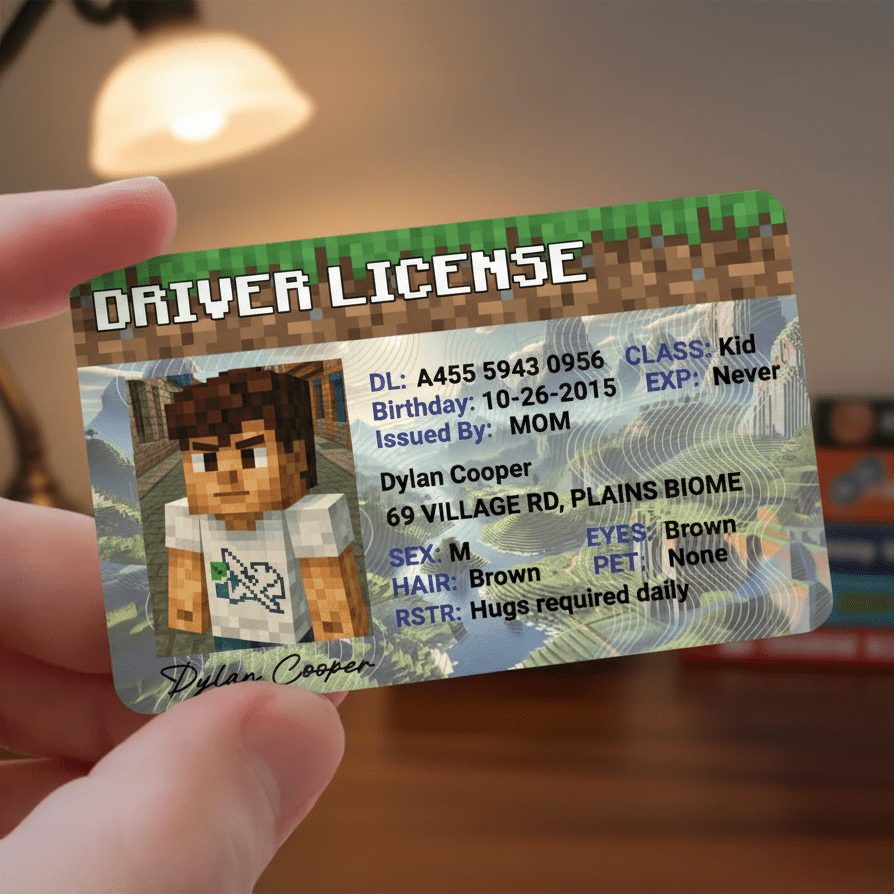Custom Minecraft-Inspired Driver License - Metal Card
